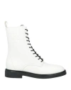 Tory Burch Double T Calf Leather Combat Boots In White