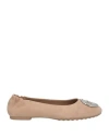 Tory Burch Woman Ballet Flats Beige Size 6 Leather In Beige
