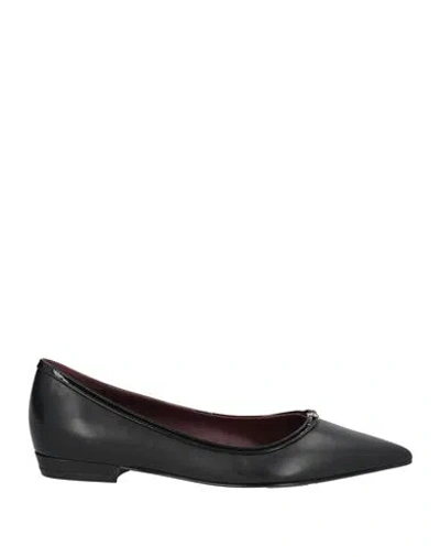 Tory Burch Woman Ballet Flats Black Size 5.5 Calfskin