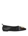 Tory Burch Eleanor Leather Medallion Ballerina Flats In Black