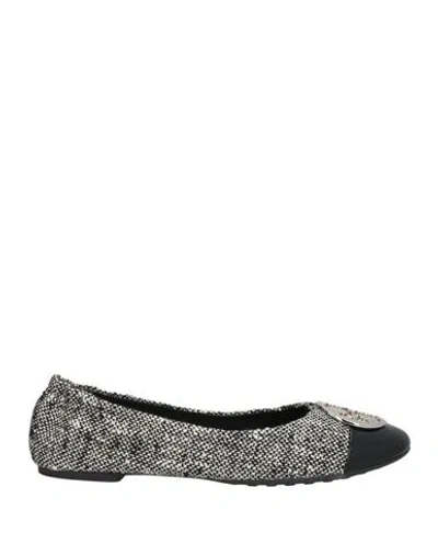 Tory Burch Woman Ballet Flats Black Size 7 Textile Fibers, Leather
