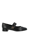 Tory Burch Mary Jane Cap-toe Leather Ballerina Flats In Black