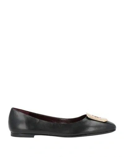 Tory Burch Woman Ballet Flats Black Size 8.5 Goat Skin