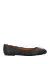 Tory Burch Woman Ballet Flats Black Size 9.5 Leather In Black