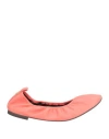 Tory Burch Woman Ballet Flats Coral Size 9.5 Leather In Pink