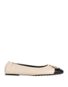 Tory Burch Woman Ballet Flats Cream Size 5 Leather In Multi