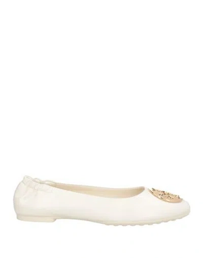 Tory Burch Woman Ballet Flats Cream Size 7.5 Goat Skin In White