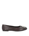 Tory Burch Woman Ballet Flats Dark Brown Size 6.5 Leather In Brown