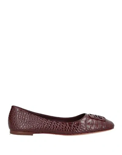 Tory Burch Woman Ballet Flats Dark Brown Size 8.5 Leather