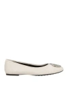 Tory Burch Woman Ballet Flats Ivory Size 8 Goat Skin