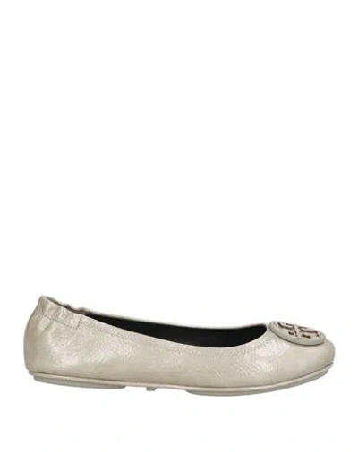 Tory Burch Woman Ballet Flats Light Grey Size 8 Leather