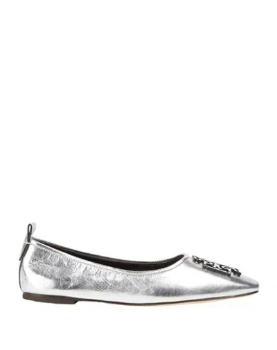 Tory Burch Woman Ballet Flats Silver Size 7 Leather