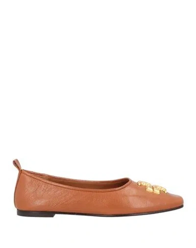 Tory Burch Woman Ballet Flats Tan Size 7 Leather In Brown