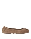 Tory Burch Woman Ballet Flats Taupe Size 8 Soft Leather In Beige