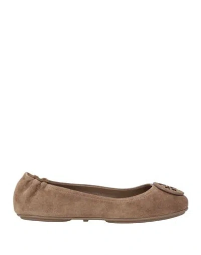 Tory Burch Woman Ballet Flats Taupe Size 8 Soft Leather In Beige