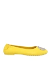 Tory Burch Woman Ballet Flats Yellow Size 8 Leather In Yellow