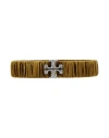 Tory Burch Woman Belt Dark Green Size Xs/s Textile Fibers In Gold