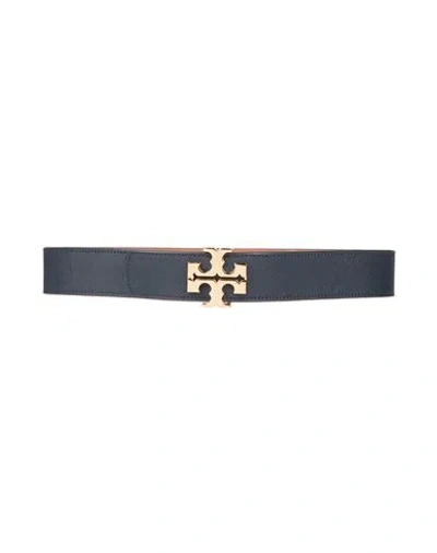 Tory Burch Woman Belt Navy Size 28 Leather In Blue