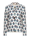 Tory Burch Printed Crepe Blazer In Beige