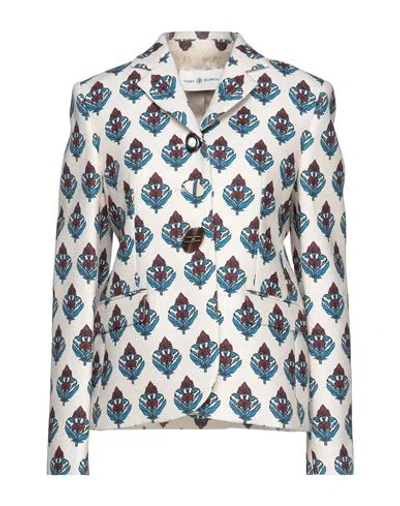 Tory Burch Printed Crepe Blazer In Beige