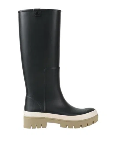 Tory Burch Hurricane Tall Wellington Rain Boots In Black