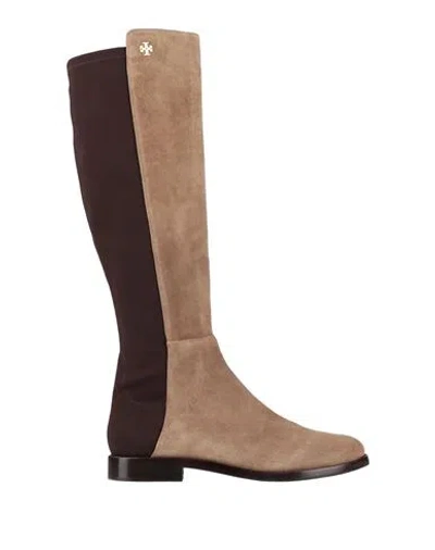 Tory Burch Woman Boot Sand Size 8 Leather, Textile Fibers In Multi