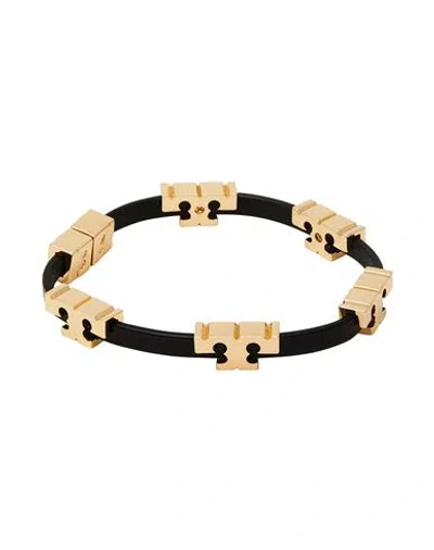 Tory Burch Woman Bracelet Black Size S/m Soft Leather, Metal In Black