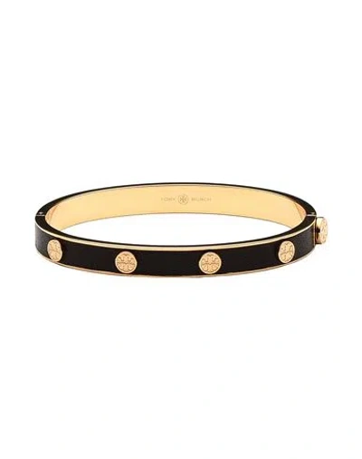 Tory Burch Woman Bracelet Dark Brown Size - Brass, Soft Leather