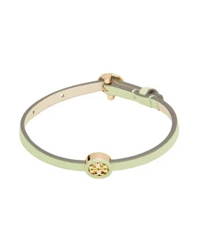 Tory Burch Woman Bracelet Light Green Size - Soft Leather, Metal