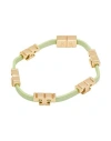 Tory Burch Woman Bracelet Light Green Size M/l Soft Leather, Metal In Green