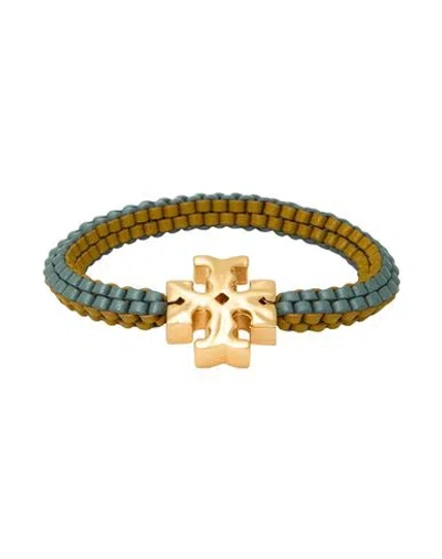 Tory Burch Woman Bracelet Mustard Size - Metal, Leather In Yellow