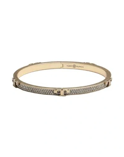 Tory Burch Woman Bracelet Platinum Size M Brass In Grey