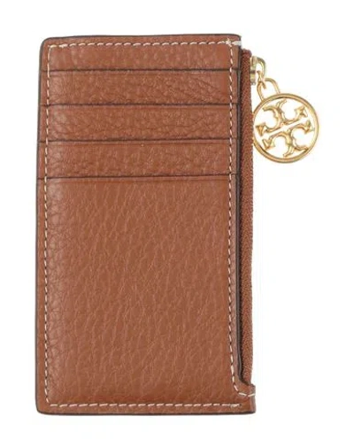Tory Burch Woman Cardholder Camel Size - Leather In Sand