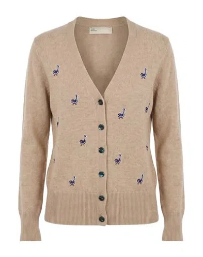 Tory Burch Woman Cardigan Sand Size Xs Cashmere In Brown