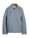 Tory Burch Woman Coat Light Blue Size 8 Wool, Synthetic Fibers, Mohair Wool, Alpaca Wool, Silk In Blue