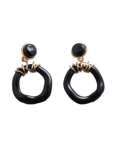 Tory Burch Woman Earrings Black Size - Plastic, Brass