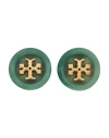 Tory Burch Woman Earrings Light Green Size - Brass, Natural Resin In Green