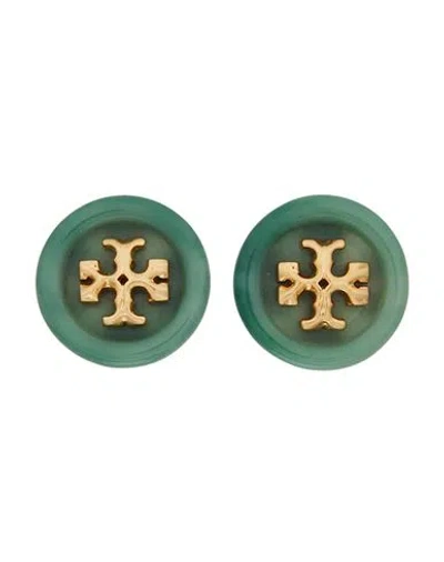 Tory Burch Woman Earrings Light Green Size - Brass, Natural Resin