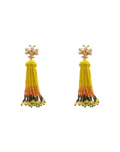 Tory Burch Woman Earrings Yellow Size - Brass, Plastic