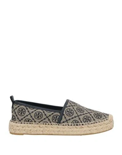 Tory Burch Woman Espadrilles Beige Size 5.5 Textile Fibers, Leather In Gray