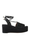 Tory Burch Woman Espadrilles Black Size 10 Soft Leather In Black