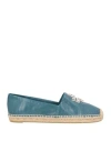 Tory Burch Eleanor Leather Espadrilles Flat Shoes In Green