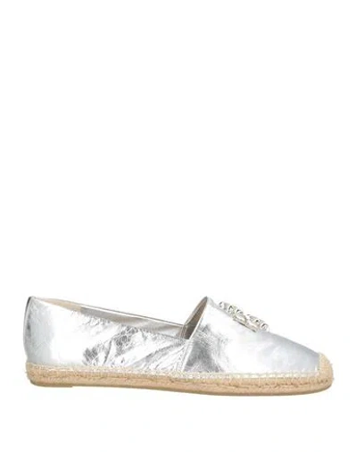 Tory Burch Woman Espadrilles Silver Size 7.5 Leather