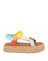 Tory Burch Woman Espadrilles Sky Blue Size 8 Leather In Blue