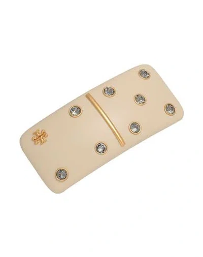 Tory Burch Woman Hair Accessory Beige Size - Resin, Brass, Steel, Glass