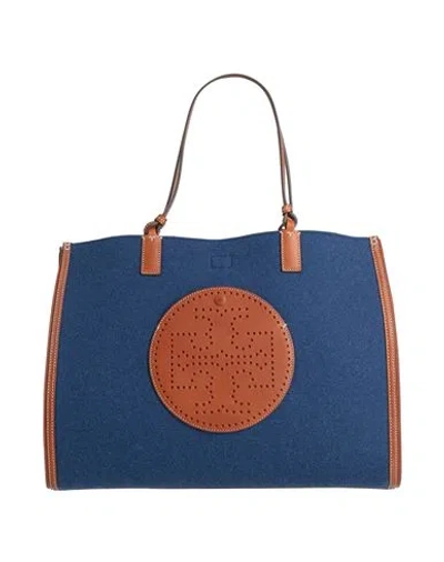 Tory Burch Woman Handbag Blue Size - Textile Fibers, Leather