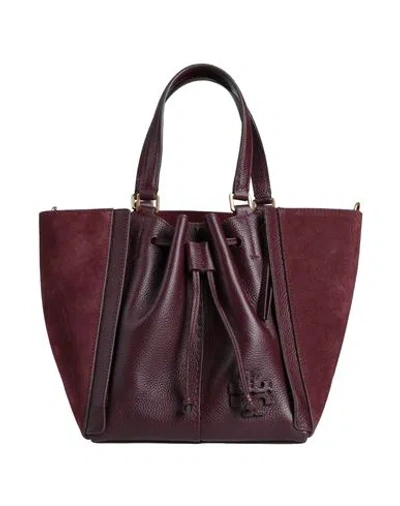 Tory Burch Woman Handbag Burgundy Size - Soft Leather In Purple