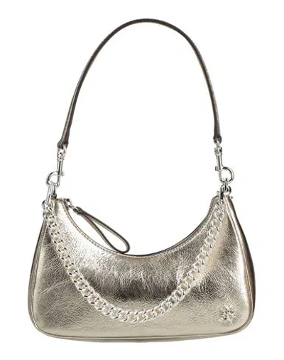 Tory Burch Woman Handbag Platinum Size - Leather In Metallic