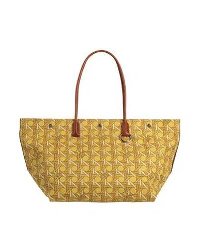 Tory Burch Woman Handbag Yellow Size - Textile Fibers, Leather