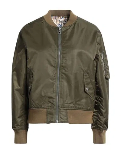 Tory Burch Woman Jacket Military Green Size 14 Nylon